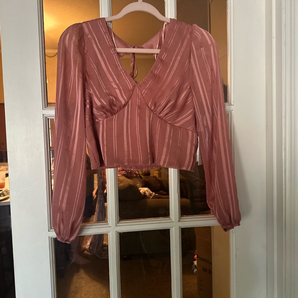 Orange Cropped Fitted Blouse with Cut Out Features